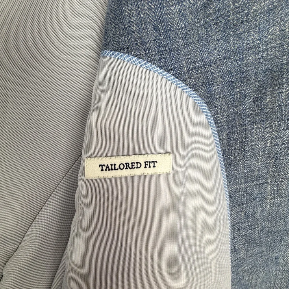 Jos A Bank 1905 Sport Coat Mens 44S Blue 100% Linen Tailored Fit Blazer